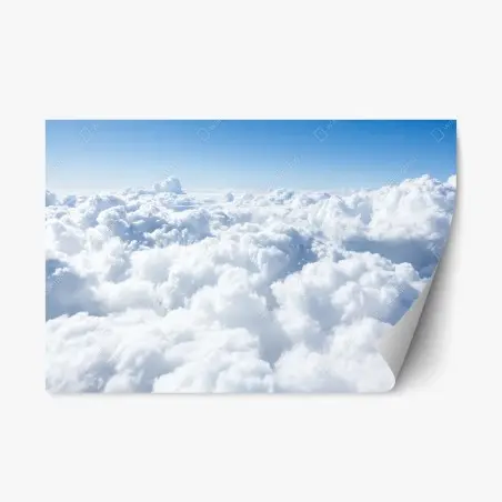 Pegatina reposicionable nubes esponjosas sobre el horizonte – Pixers®