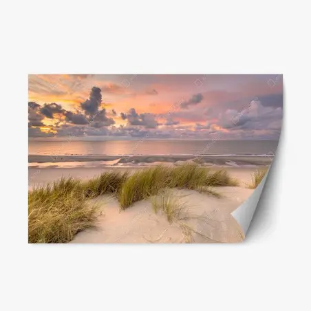 Pegatina reposicionable puesta de sol sobre las dunas de Zeeland – Pixers®