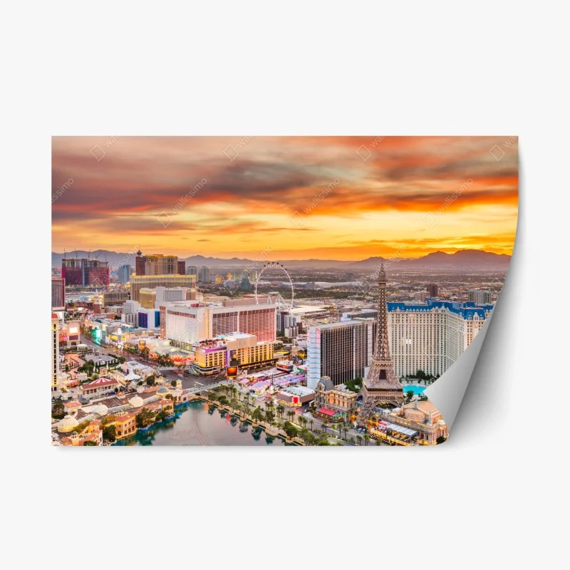 Pegatina reposicionable vibrante skyline de Las Vegas al atardecer