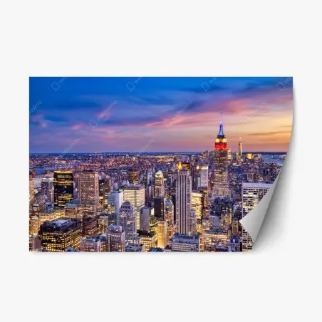 Pegatina reposicionable puesta de sol en Midtown de Nueva York con Empire State – Pixers®