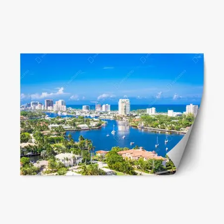 Pegatina reposicionable horizonte costero de Fort Lauderdale sobre la isla barrera – Pixers®