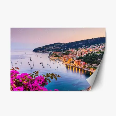Pegatina reposicionable atardecer en Villefranche-sur-Mer, costa de ensueño – Pixers®