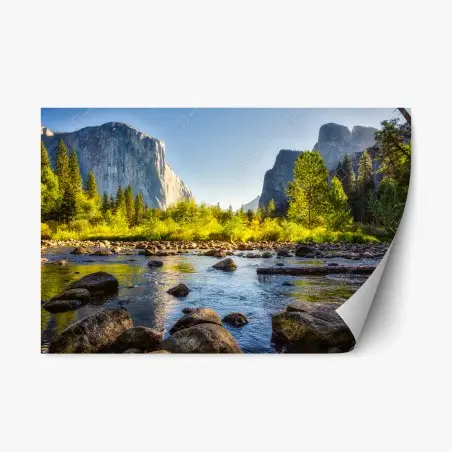 Pegatina reposicionable paisaje sereno del valle de Yosemite – Pixers®