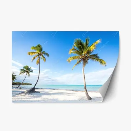 Pegatina reposicionable paraíso tropical de palmeras y mar turquesa – Pixers®