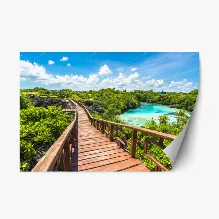 Pegatina reposicionable pasarela hacia el paraíso tropical – Pixers®