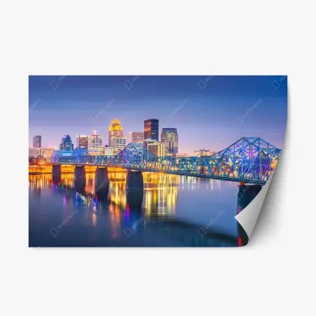 Pegatina reposicionable horizonte de Louisville al anochecer – Pixers®