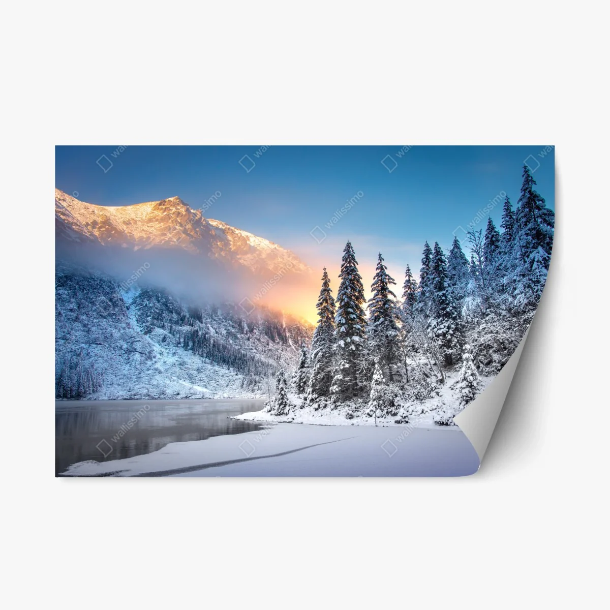 Pegatina reposicionable amanecer en Morskie Oko, paisaje invernal de los Tatra – Pixers® Pegatina reposicionable amanecer en Morskie Oko, paisaje invernal de los Tatra – Pixers®