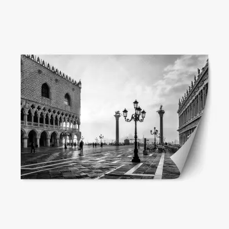 Pegatina reposicionable místico amanecer en la plaza de San Marcos, Venecia – Pixers®