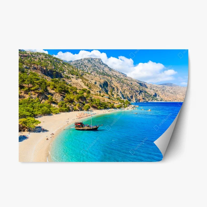 Pegatina reposicionable bahía turquesa en Apella, Karpathos