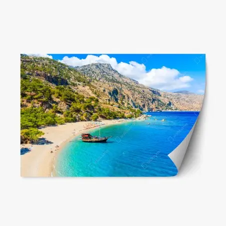Pegatina reposicionable bahía turquesa en Apella, Karpathos – Pixers®