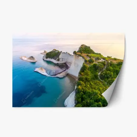 Pegatina reposicionable acantilados y mar turquesa en vista aérea – Pixers®