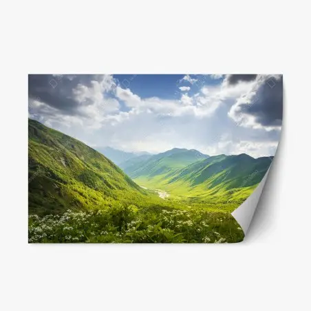 Pegatina reposicionable amanecer en las montañas de Svaneti – Pixers®