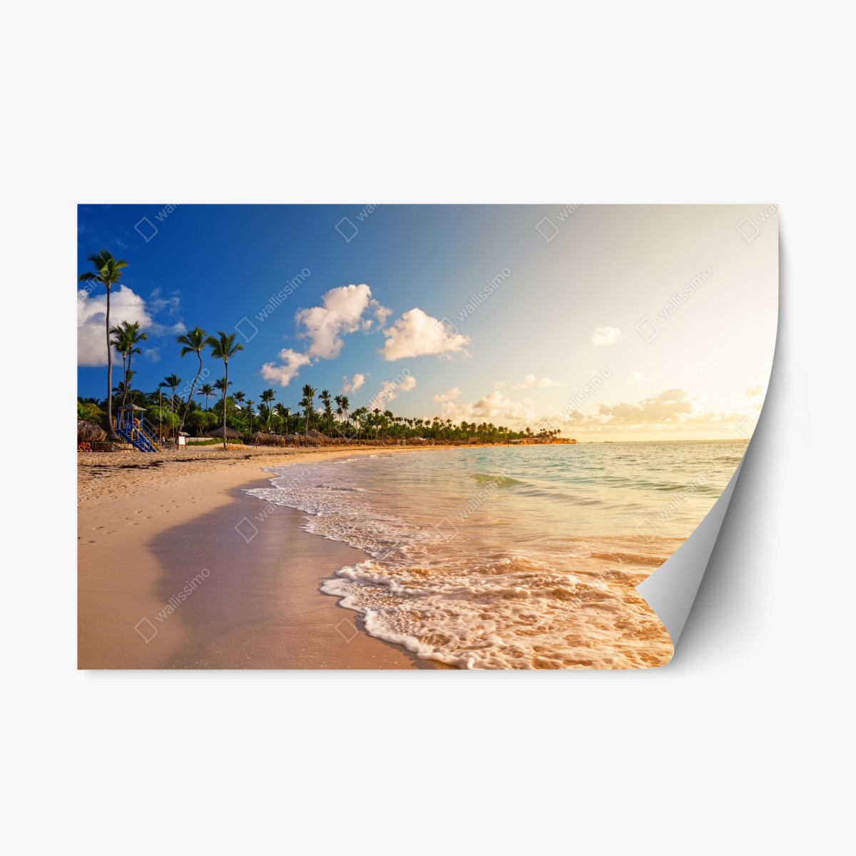 Pegatina reposicionable puesta de sol tropical con palmeras – Pixers®