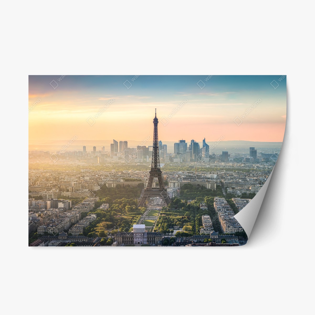 Pegatina reposicionable amanecer sobre la Torre Eiffel – Pixers®