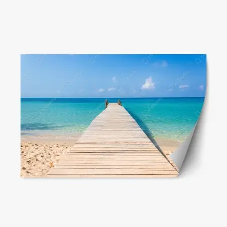 Pegatina reposicionable muelle hacia el mar turquesa – Pixers®