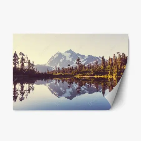 Pegatina reposicionable reflejo sereno del monte Shuksan en Washington – Pixers®