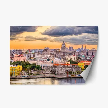 Pegatina reposicionable amanecer sobre el centro de La Habana – Pixers®