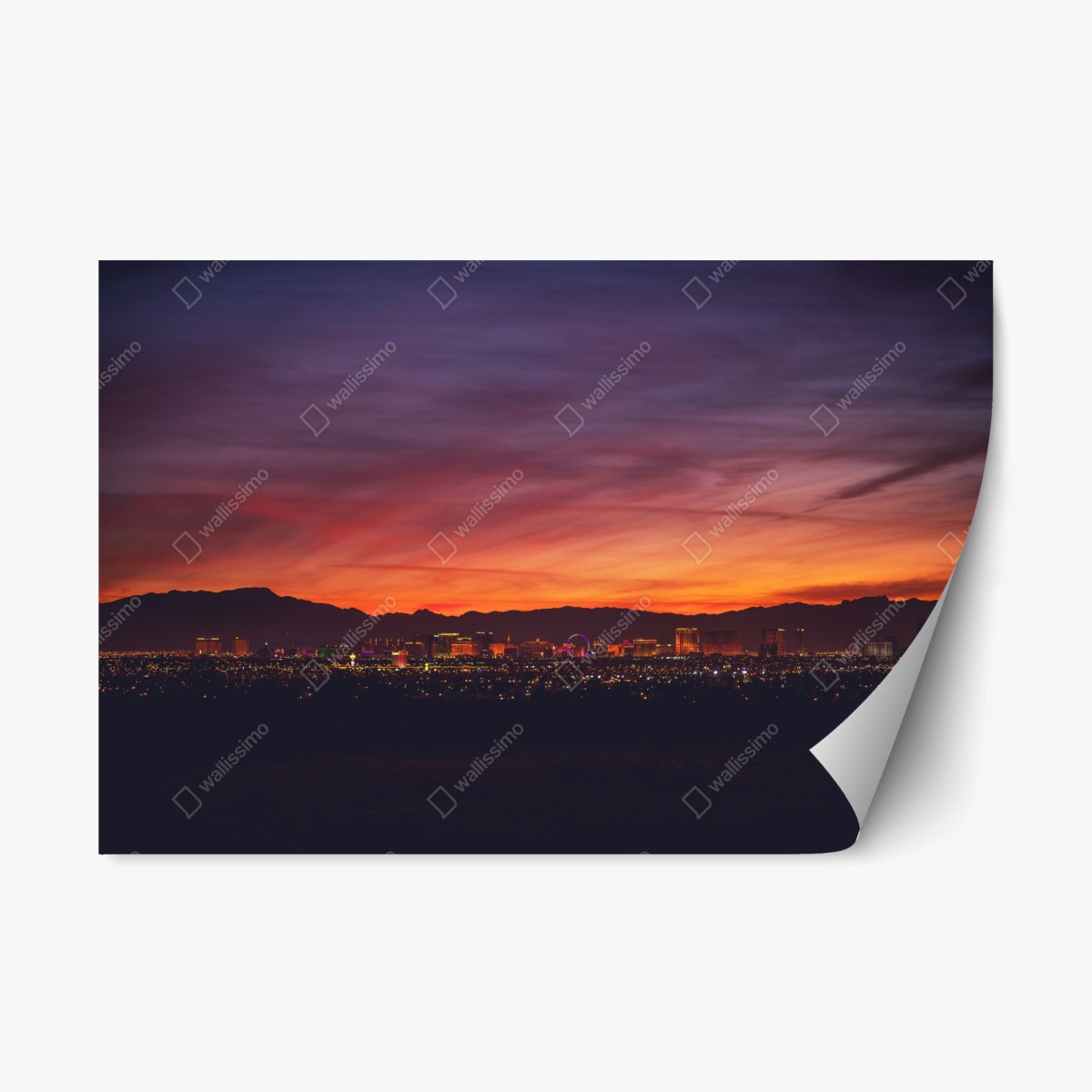 Pegatina reposicionable panorama de Las Vegas al atardecer – Pixers®