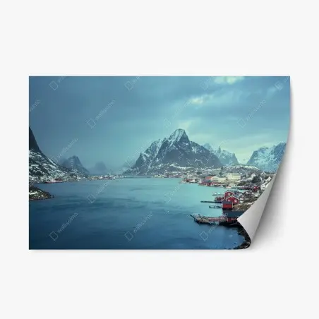 Pegatina reposicionable serenidad ártica en Reine, Lofoten, Noruega – Pixers®