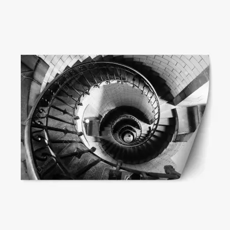 Pegatina reposicionable escalera en espiral en blanco y negro – Pixers®