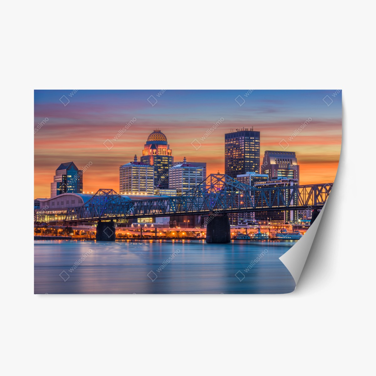 Pegatina reposicionable amanecer sobre el skyline de Louisville – Pixers®