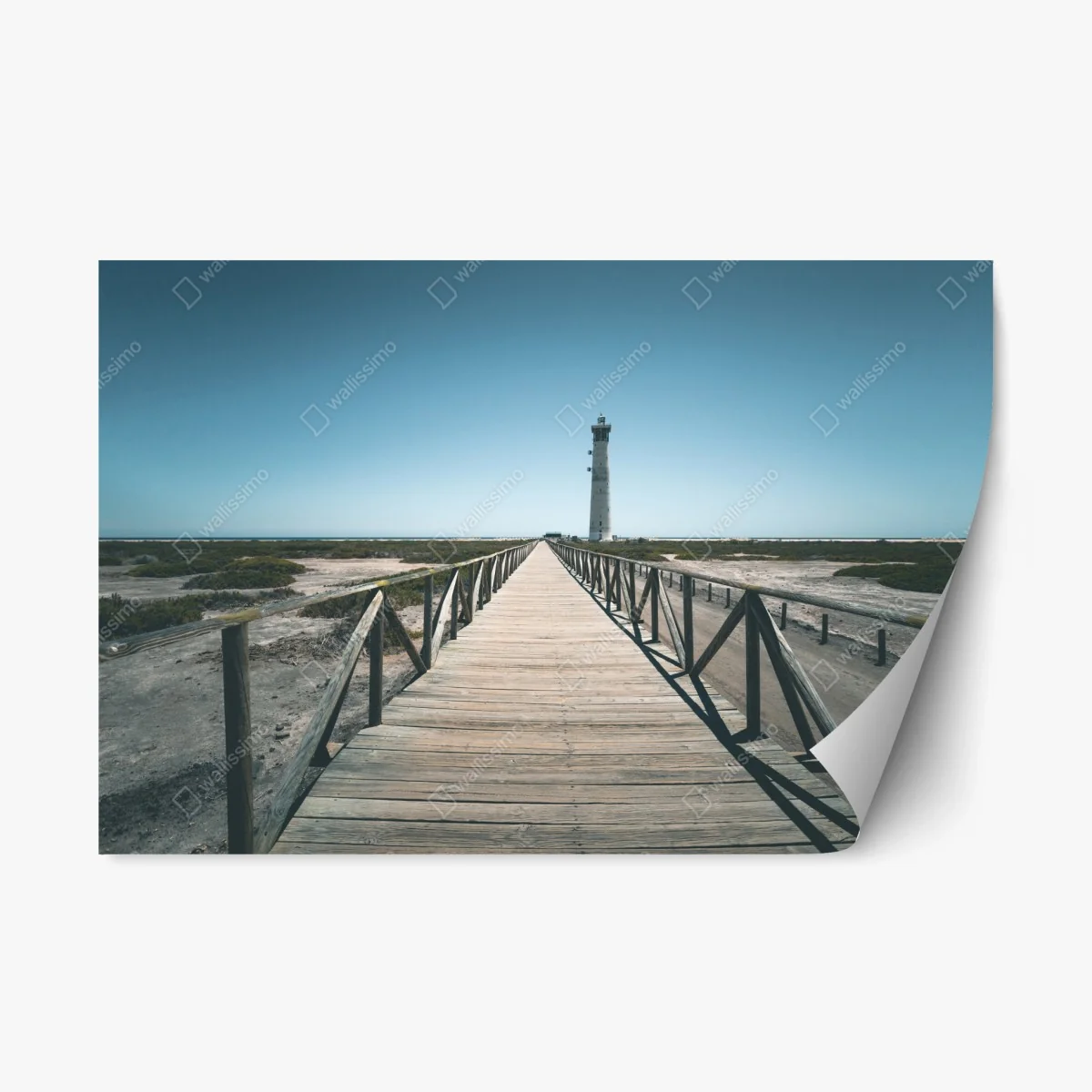 Pegatina reposicionable camino de madera hacia el faro en la costa – Pixers® Pegatina reposicionable camino de madera hacia el faro en la costa – Pixers®