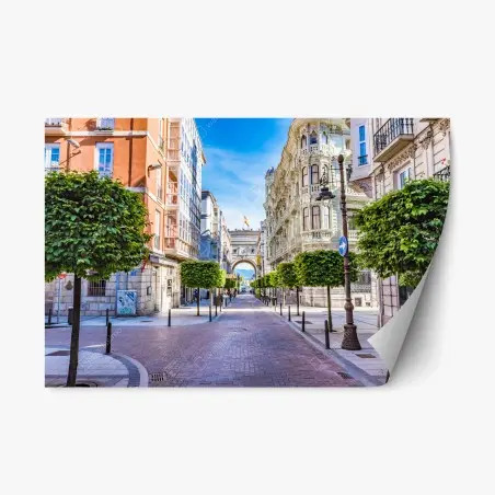 Pegatina reposicionable paisaje urbano de Santander con arco hacia el mar – Pixers®