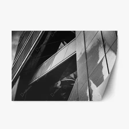 Pegatina reposicionable composición arquitectónica geométrica en blanco y negro – Pixers®