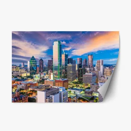 Pegatina reposicionable atardecer urbano en Dallas – Pixers®