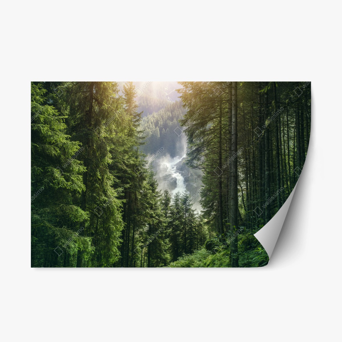 Pegatina reposicionable cascada de Krimml en bosque alpino – Pixers®