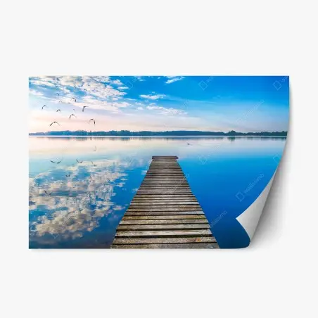 Pegatina reposicionable muelle hacia la calma en el lago Selment Wielki – Pixers®
