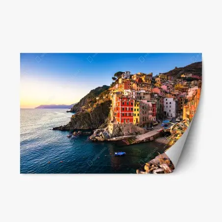 Pegatina reposicionable puesta de sol en Riomaggiore, Cinque Terre – Pixers®