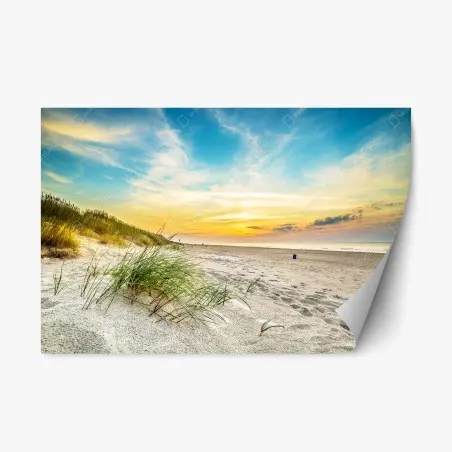 Pegatina reposicionable atardecer sereno en la playa – Pixers®