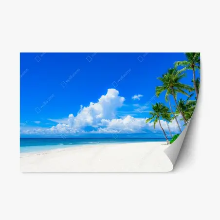 Pegatina reposicionable paraíso tropical de palmeras en la playa – Pixers®