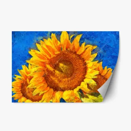 Pegatina reposicionable girasoles vibrantes en estilo Van Gogh – Pixers®
