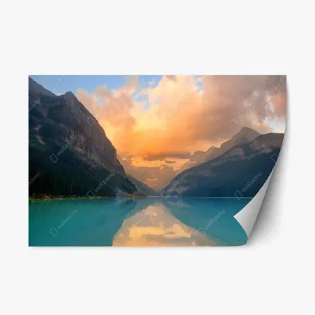 Pegatina reposicionable amanecer sereno en Lake Louise – Pixers®