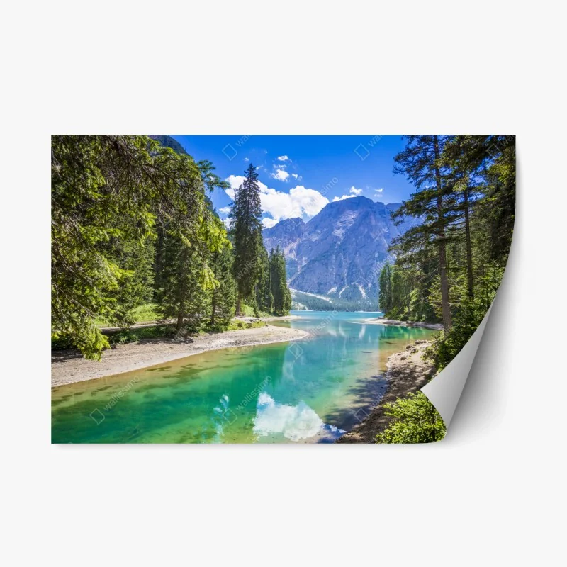 Pegatina reposicionable serenidad alpina en Lago di Braies