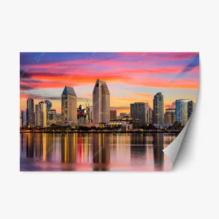 Pegatina reposicionable atardecer vibrante sobre San Diego – Pixers®