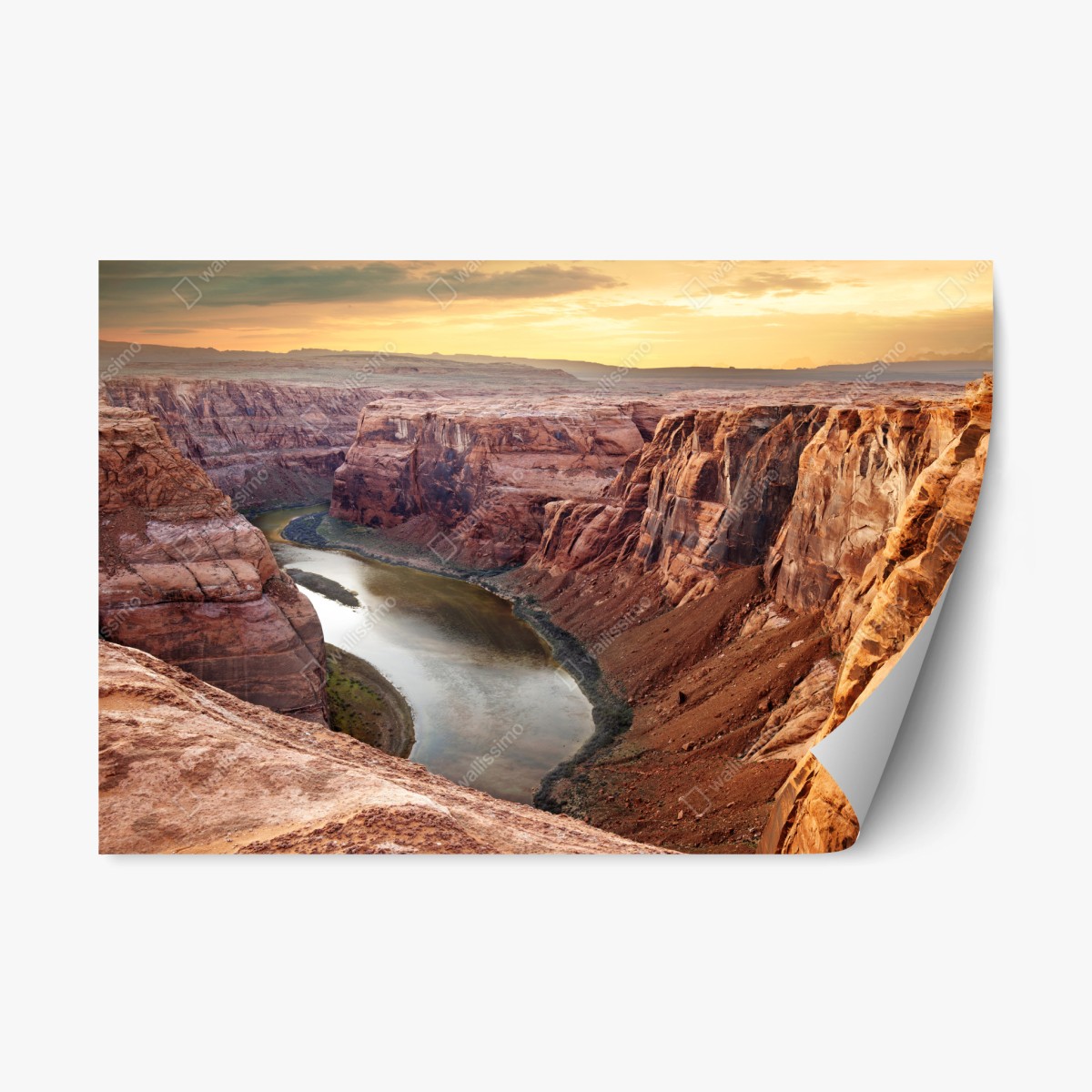 Pegatina reposicionable panorama del cañón de Horseshoe Bend al atardecer – Pixers®