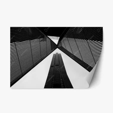 Pegatina reposicionable perspectiva urbana de Melbourne en blanco y negro – Pixers®
