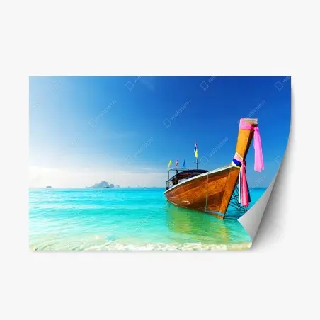 Pegatina reposicionable barca tradicional en el mar de Andamán, Tailandia – Pixers®