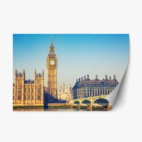 Pegatina reposicionable amanecer en Londres: Big Ben y puente de Westminster – Pixers®