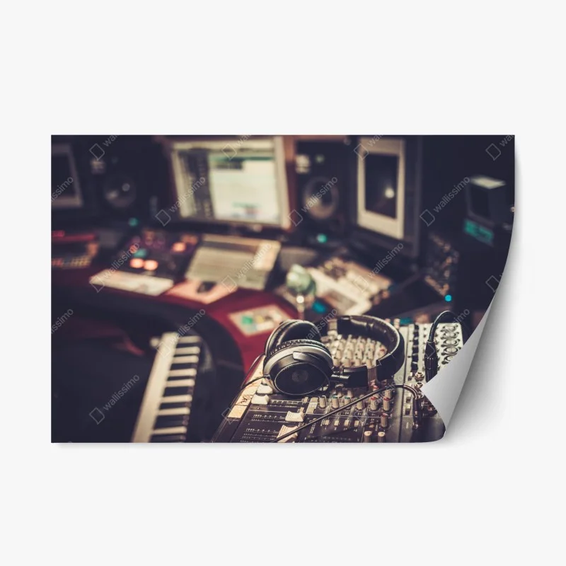Pegatina reposicionable consola de estudio con auriculares