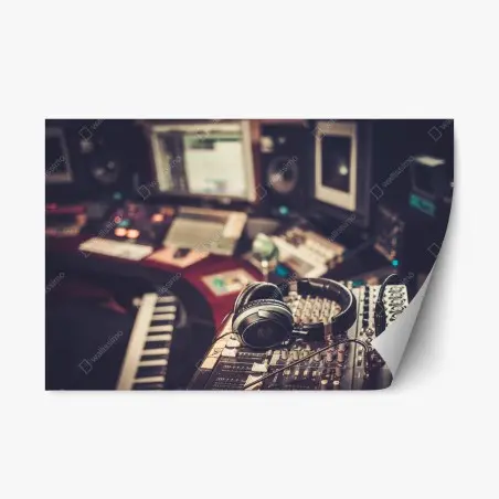 Pegatina reposicionable consola de estudio con auriculares – Pixers®