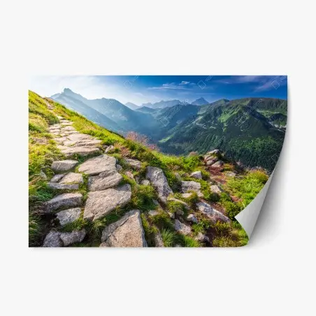 Pegatina reposicionable amanecer en los Tatras: senda hacia la cima – Pixers®