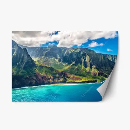 Pegatina reposicionable paisaje costero de acantilados y agua turquesa – Pixers®