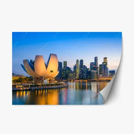 Pegatina reposicionable crepúsculo sobre Marina Bay, Singapur – Pixers®