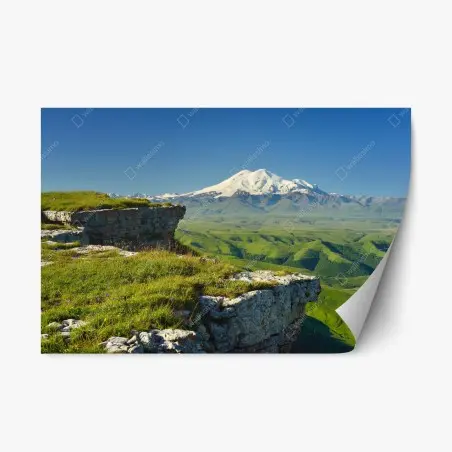 Pegatina reposicionable amanecer sobre Elbrus en el Cáucaso – Pixers®