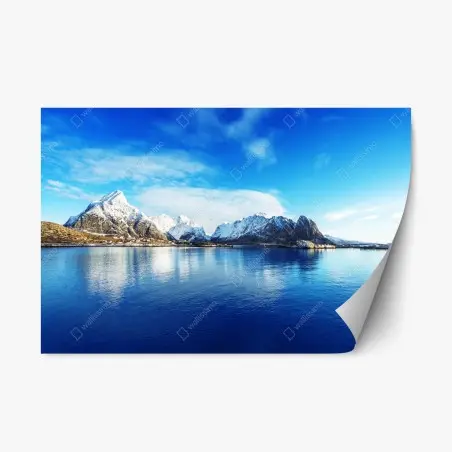 Pegatina reposicionable paisaje invernal en Reine, Islas Lofoten – Pixers®