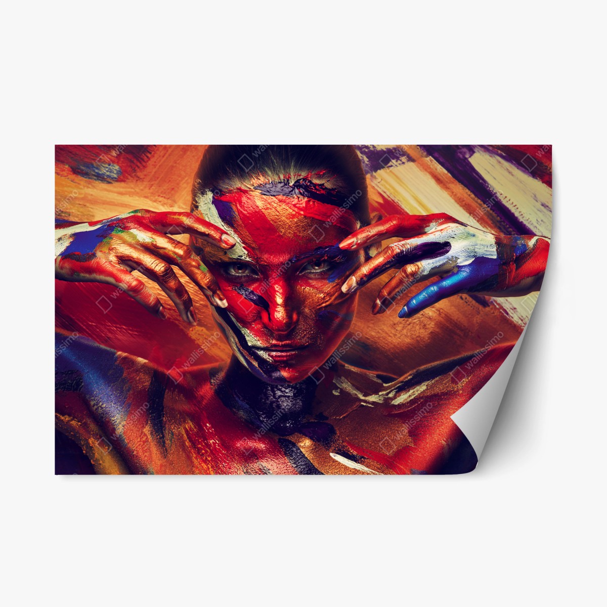 Pegatina reposicionable rostro pintado: arte corporal en colores vibrantes – Pixers®